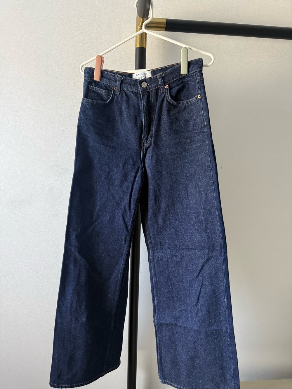 Reformation Cary High Rise Wide-Leg Jeans in Dark Blue - Picture 2 of 5